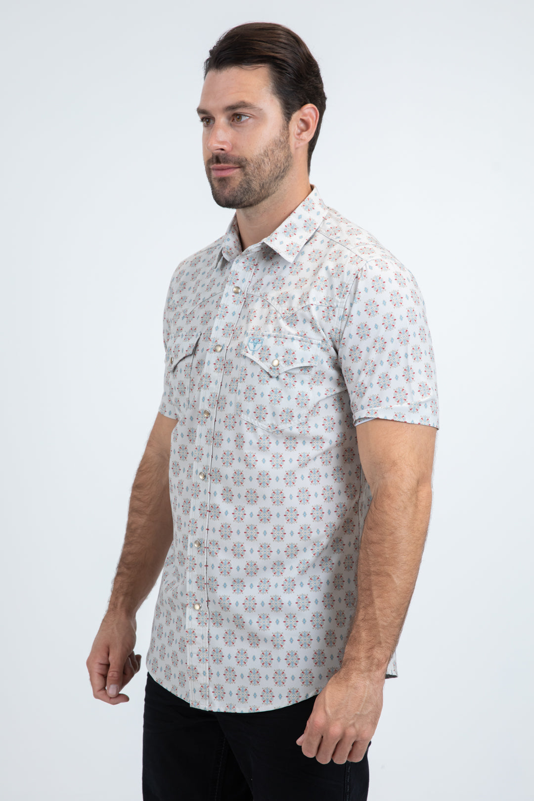 Men's Performance Western Short Sleeve Beige Shirt