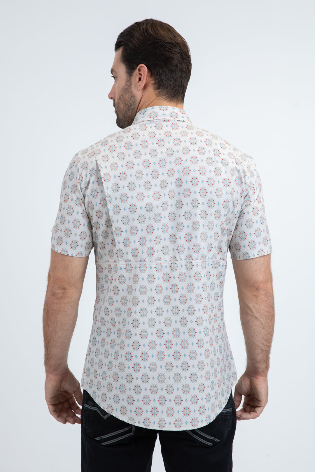Men's Performance Western Short Sleeve Beige Shirt
