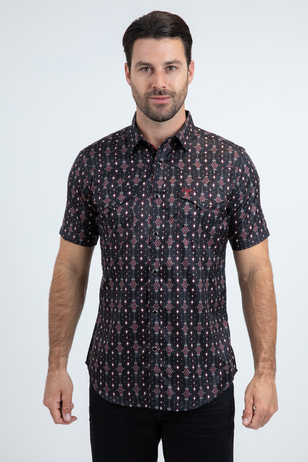 Men's Performance Western Short Sleeve Black Shirt