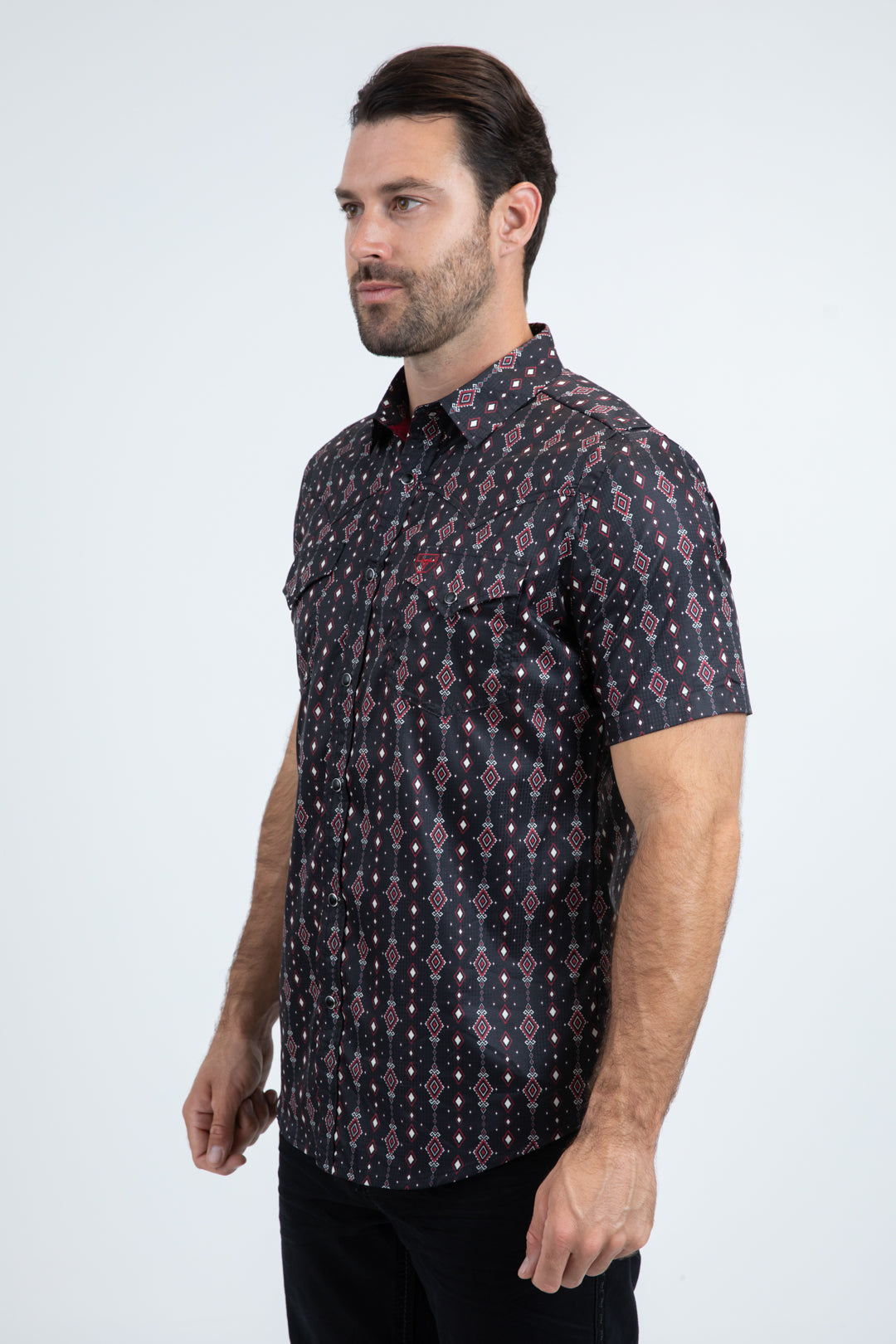 Men's Performance Western Short Sleeve Black Shirt