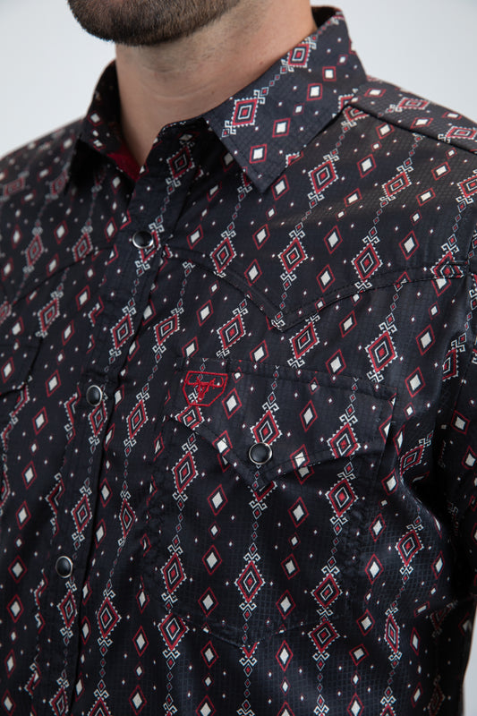 black diamond geo western shirt detail platini