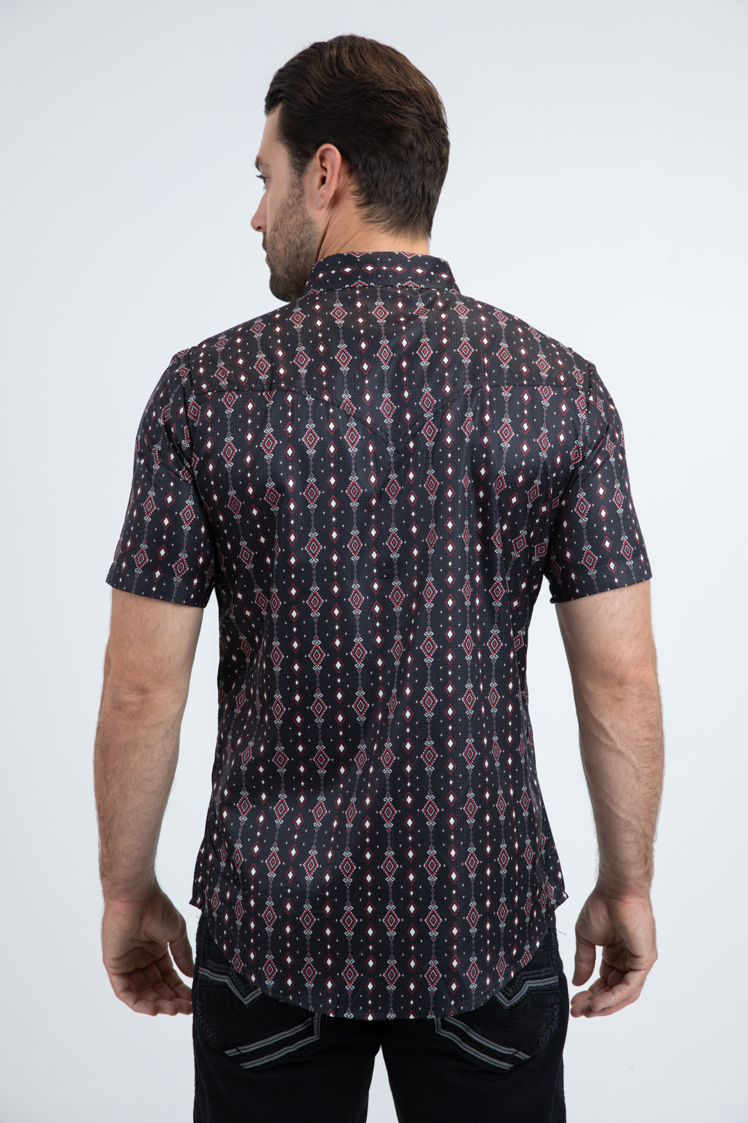 Men's Performance Western Short Sleeve Black Shirt