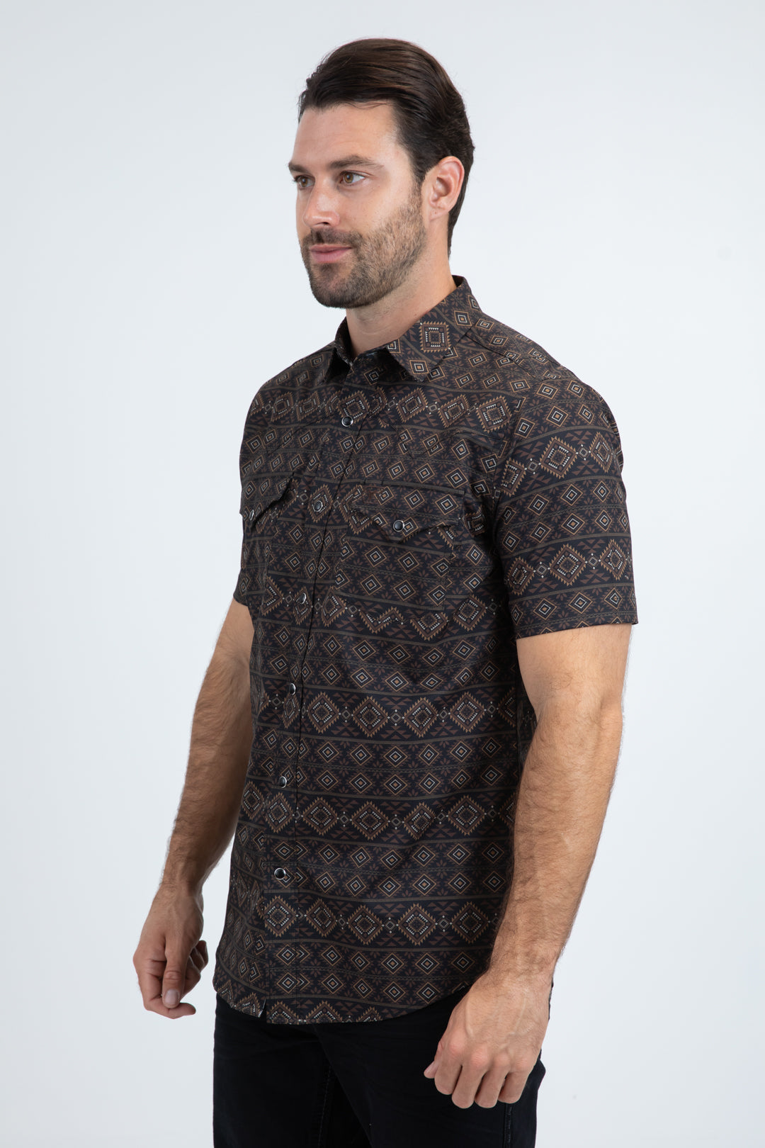 Men's Performance Western Short Sleeve Black Shirt