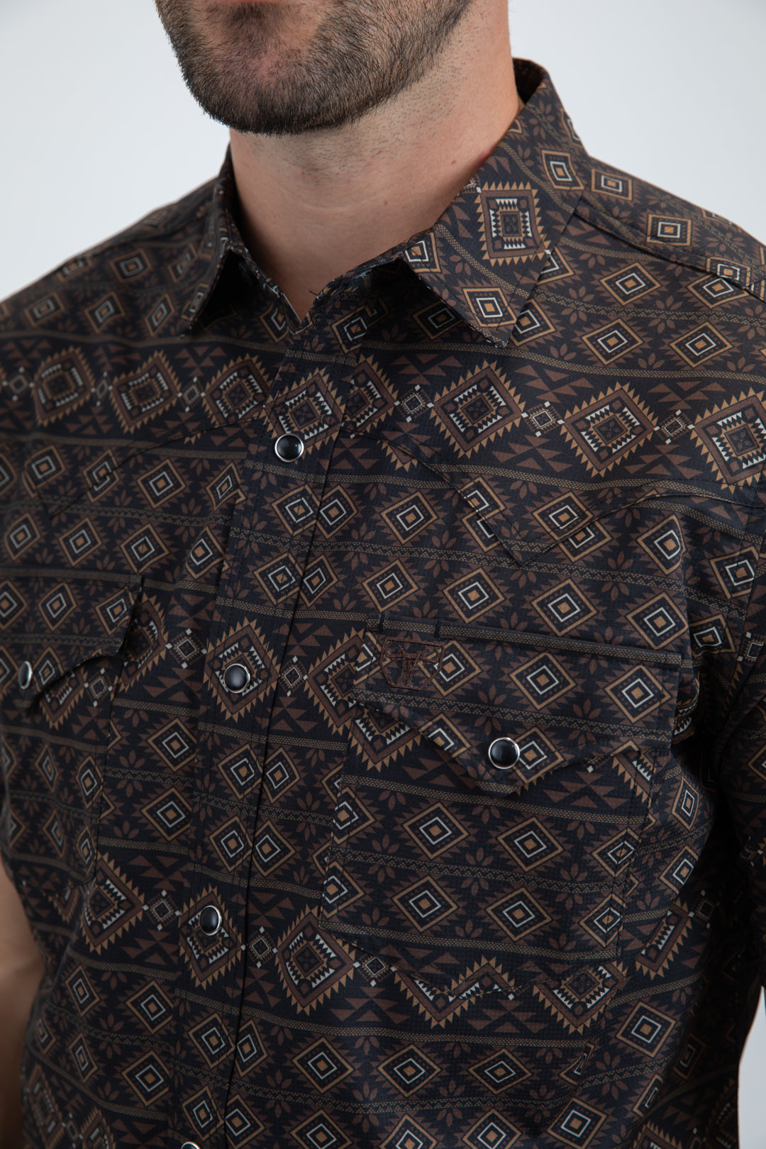 Men's Performance Western Short Sleeve Black Shirt
