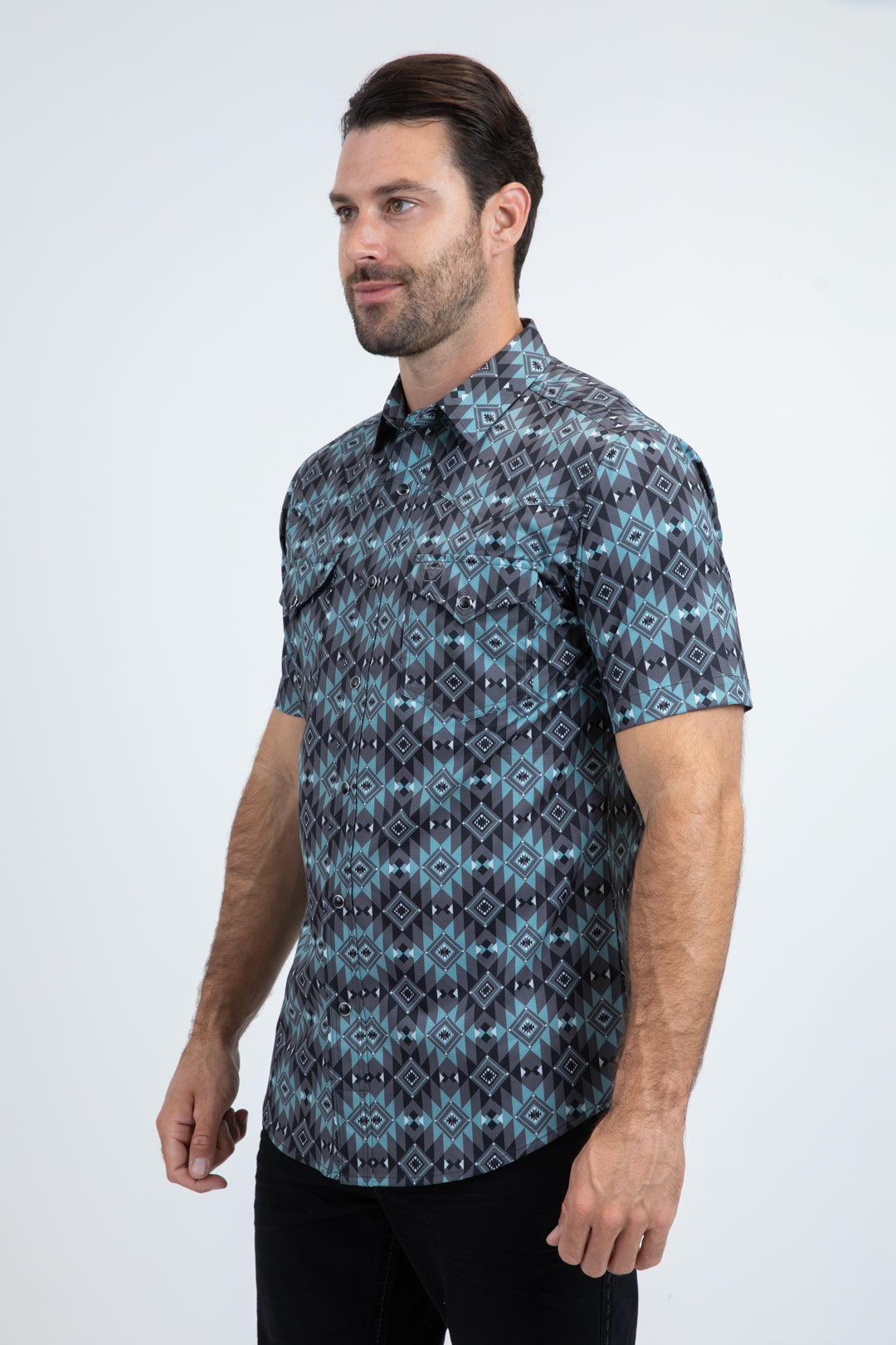 Men's Performance Western Short Sleeve Black Shirt