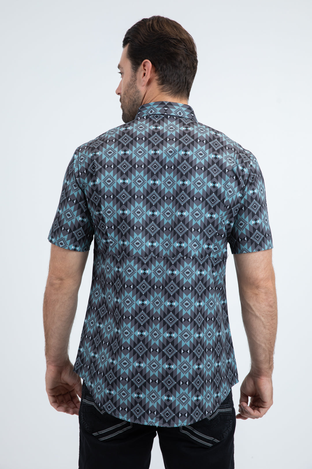 Men's Performance Western Short Sleeve Black Shirt