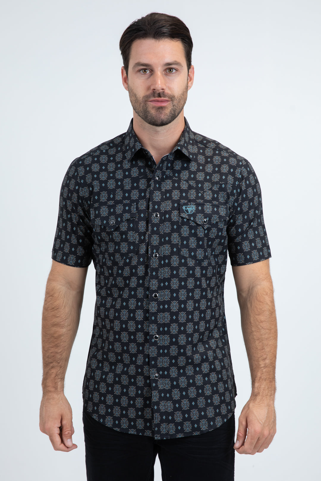 Men's Performance Western Short Sleeve Black Shirt