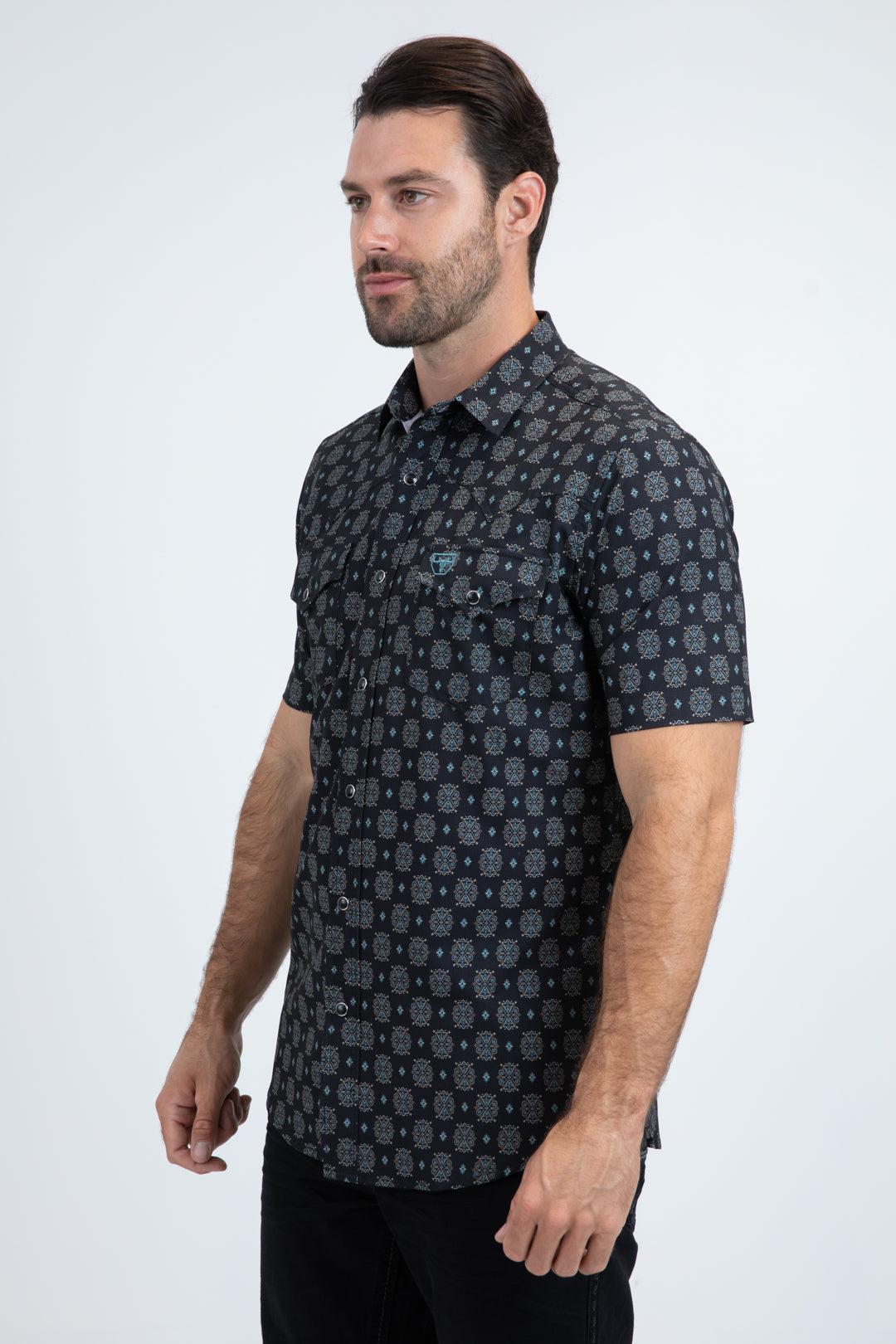 Men's Performance Western Short Sleeve Black Shirt