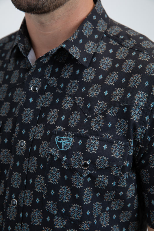 black kaleidoscope western shirt detail platini