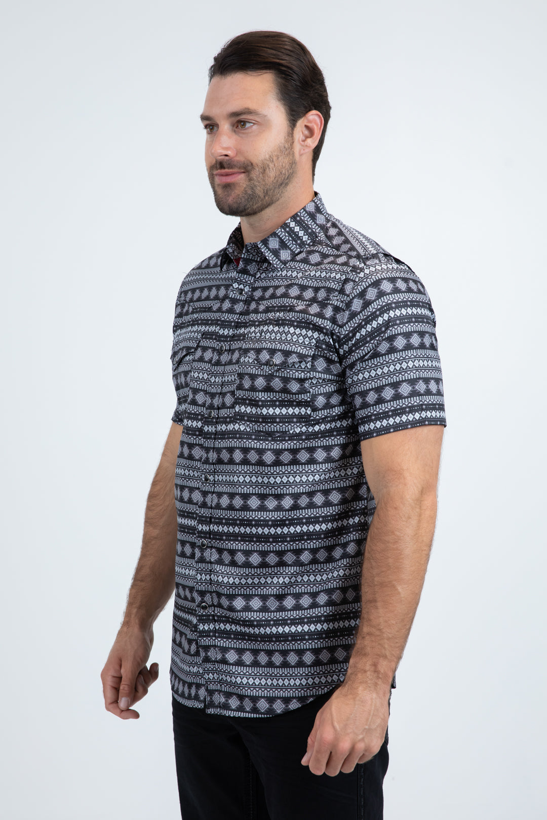 Men's Performance Western Short Sleeve Black Shirt
