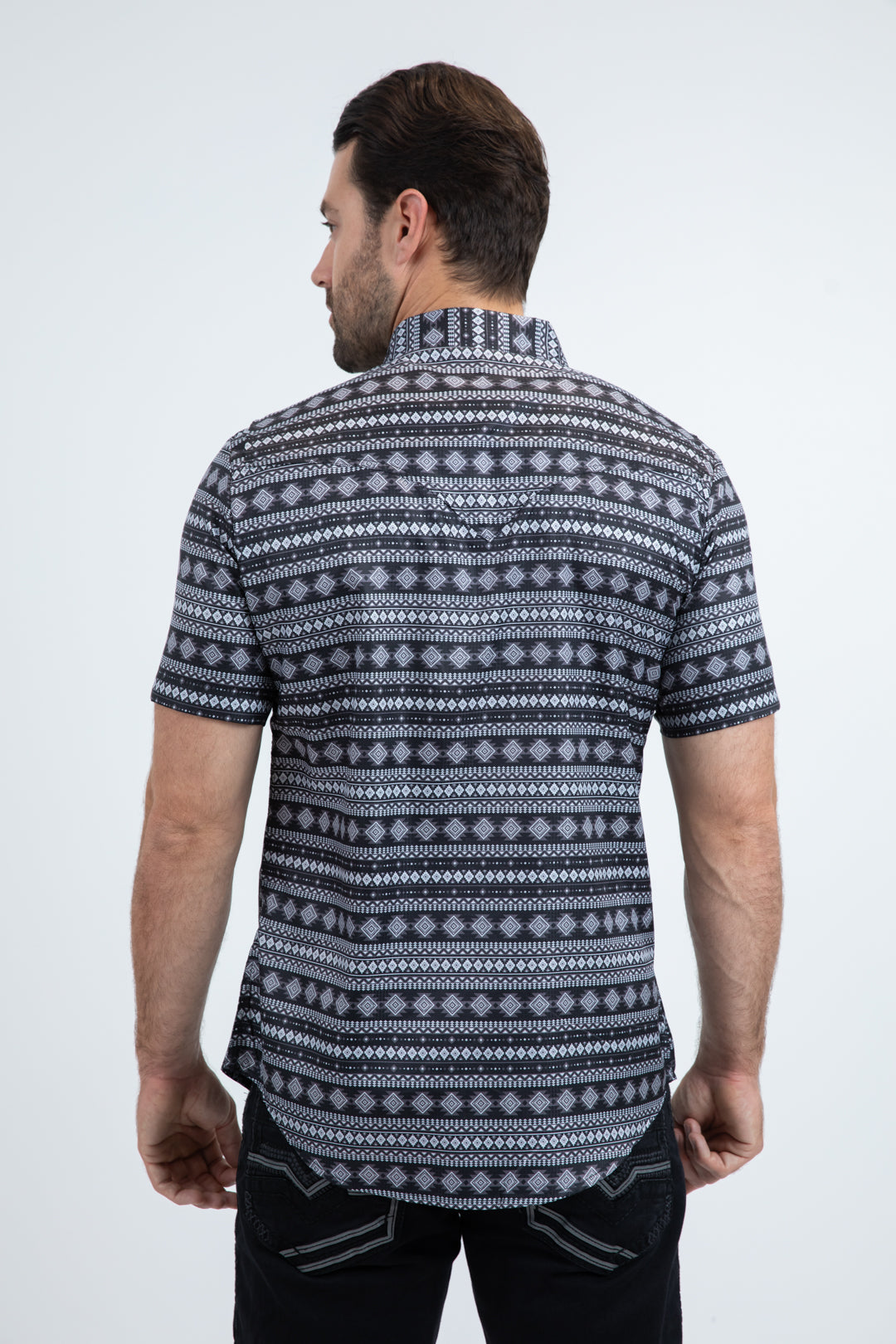 Men's Performance Western Short Sleeve Black Shirt
