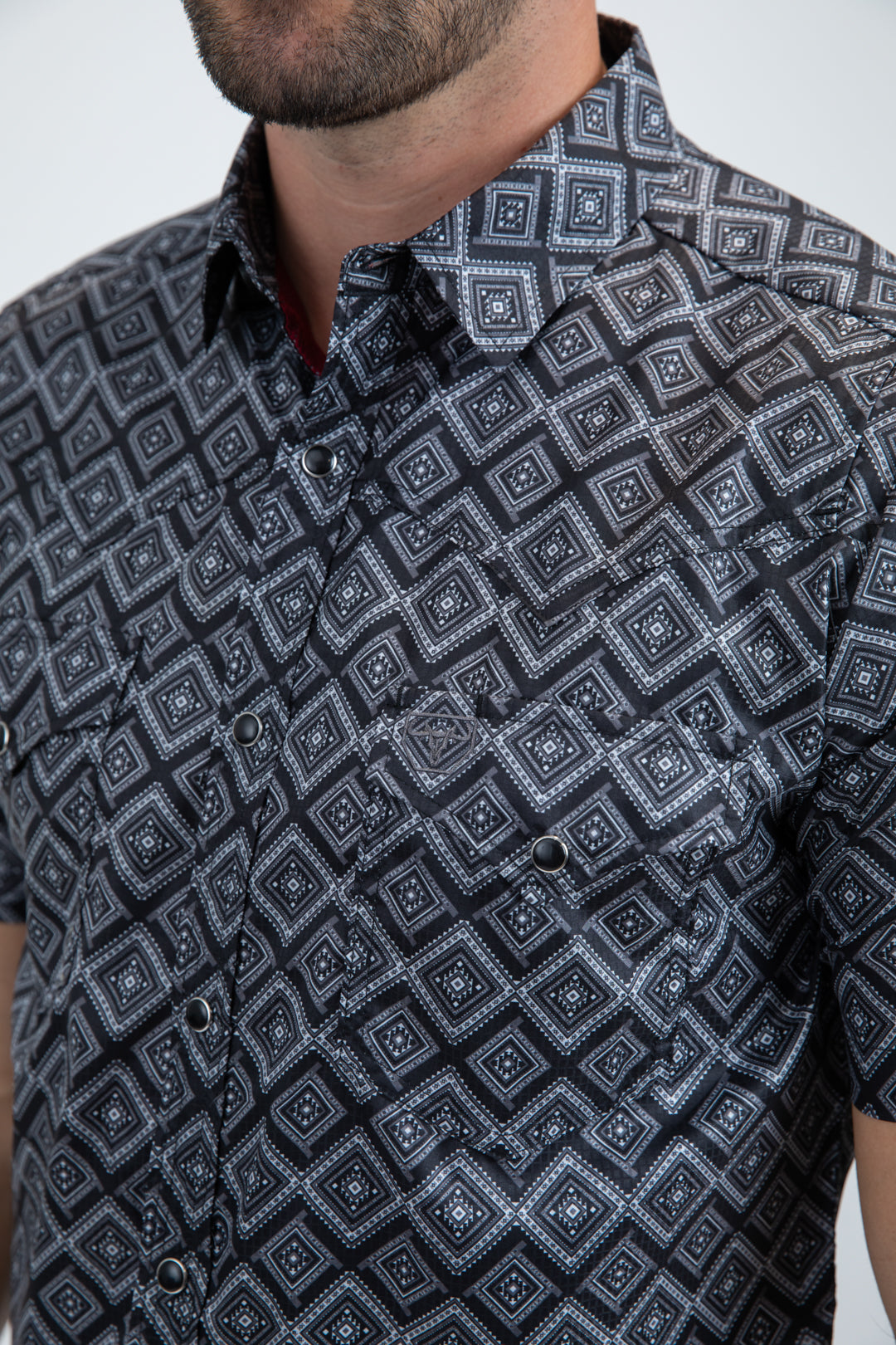 Men's Performance Western Short Sleeve Black Shirt