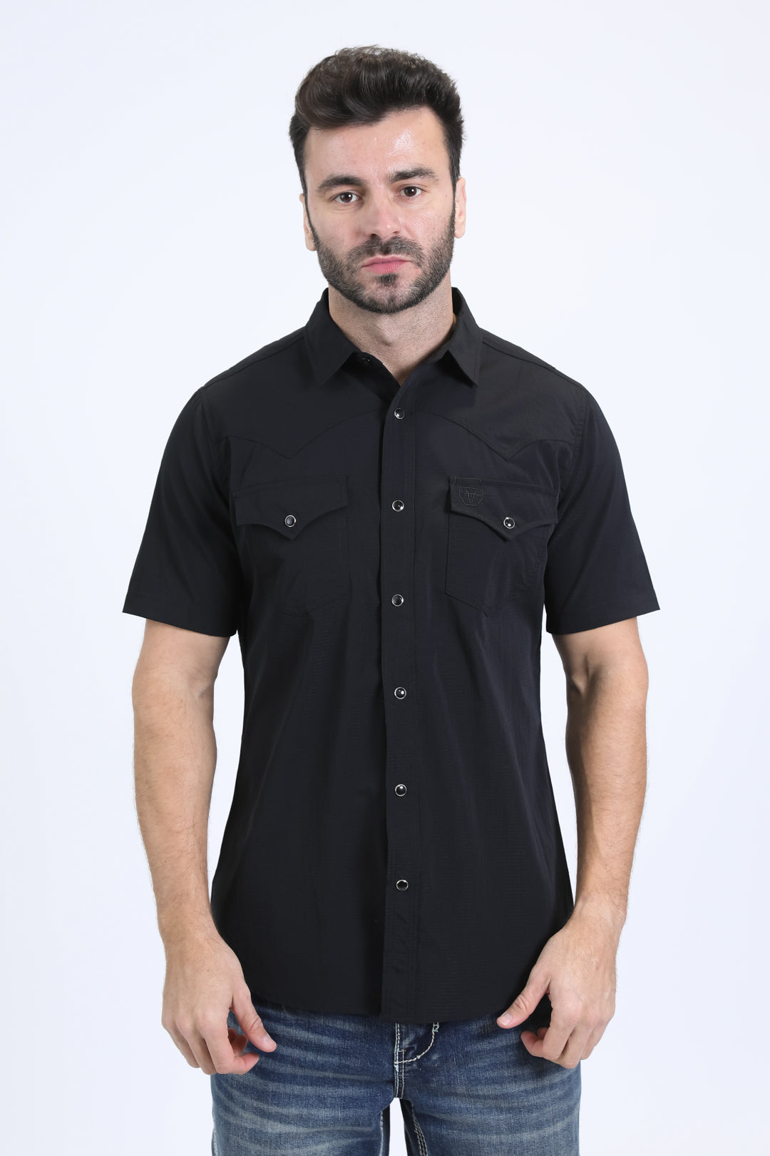 Men's Performance Western Short Sleeve Black Shirt