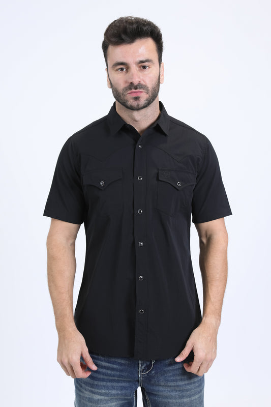 Men's Performance Western Short Sleeve Black Shirt