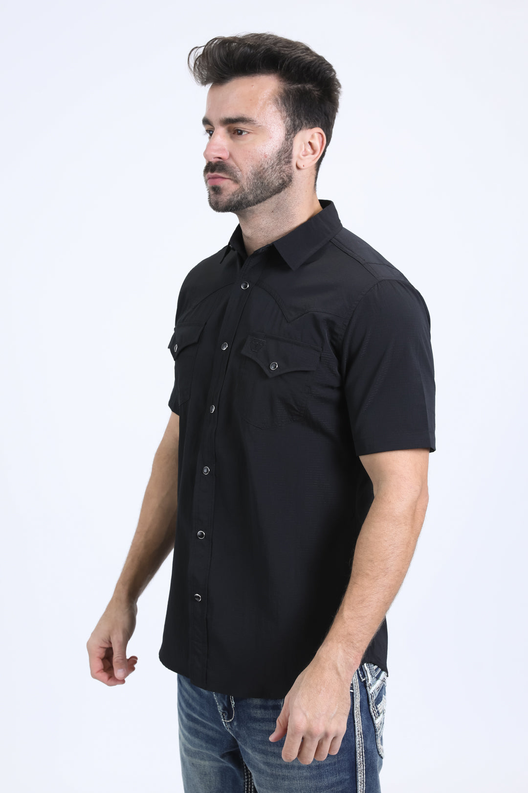 Men's Performance Western Short Sleeve Black Shirt