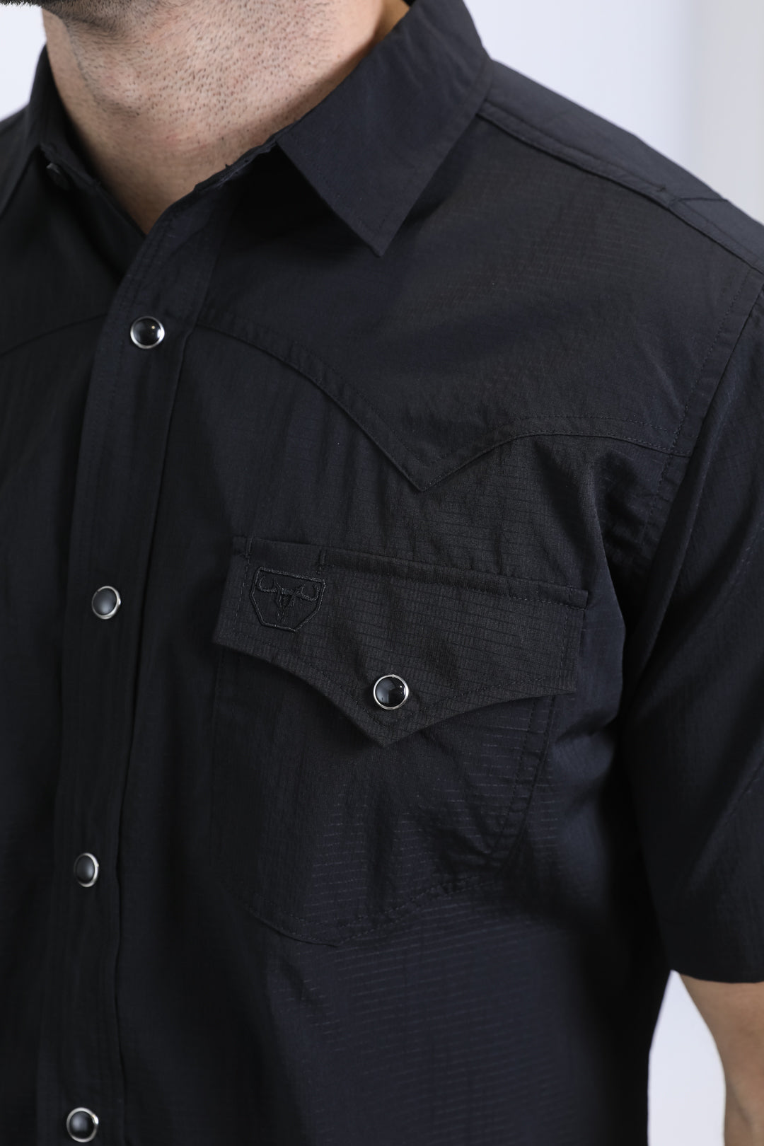 Men's Performance Western Short Sleeve Black Shirt