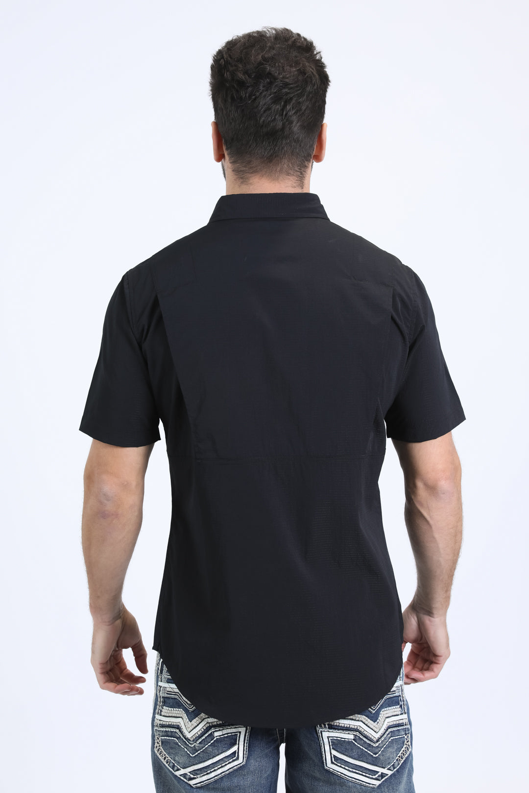 Men's Performance Western Short Sleeve Black Shirt