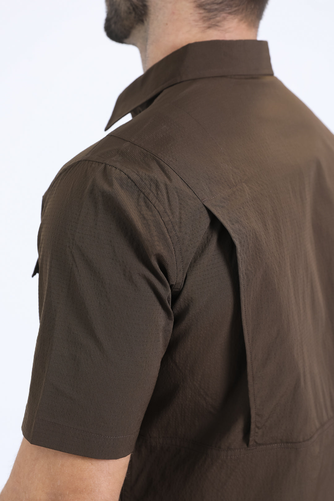 Men's Performance Western Short Sleeve Brown Shirt