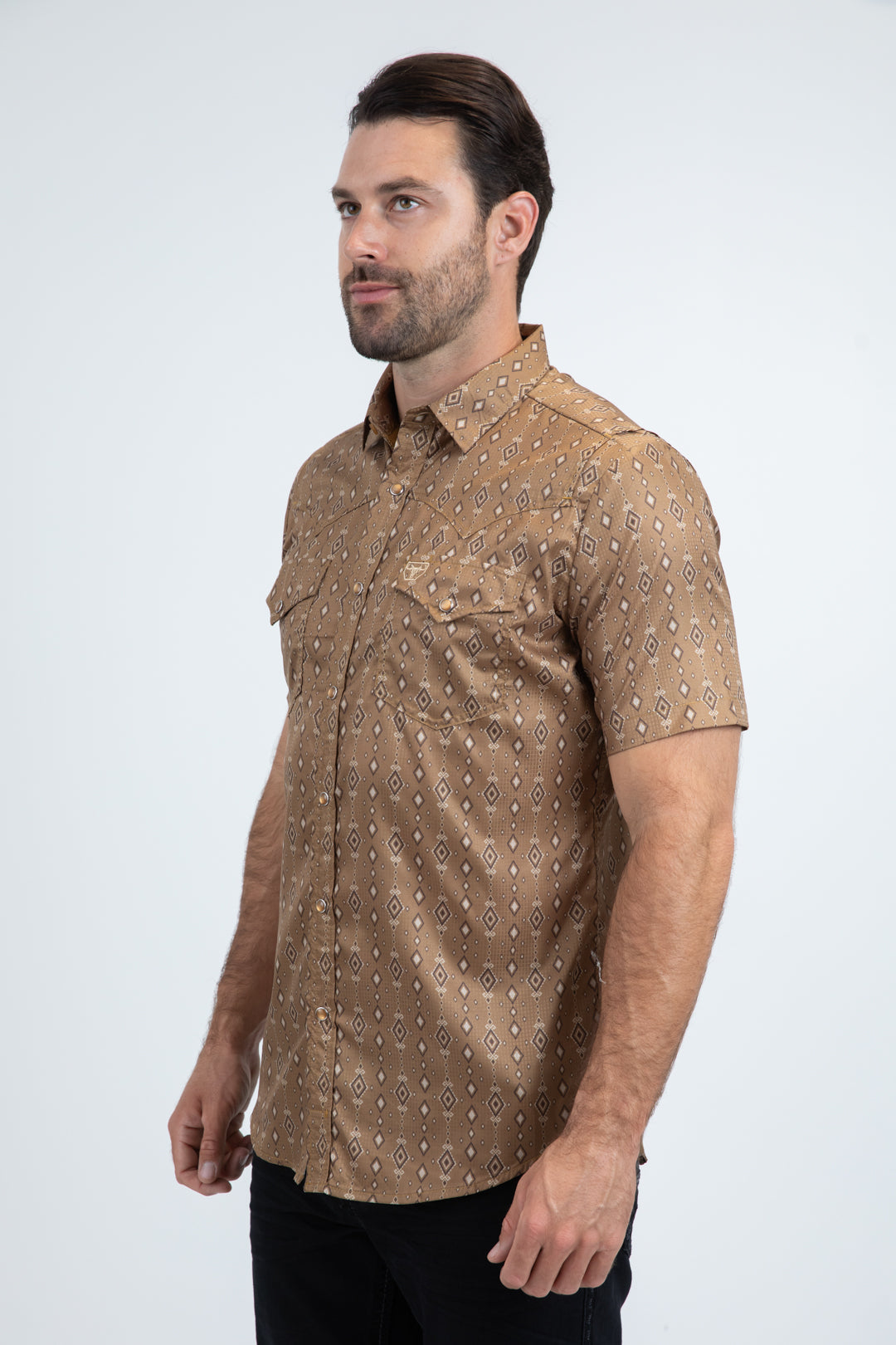 Men's Performance Western Short Sleeve Camel Shirt