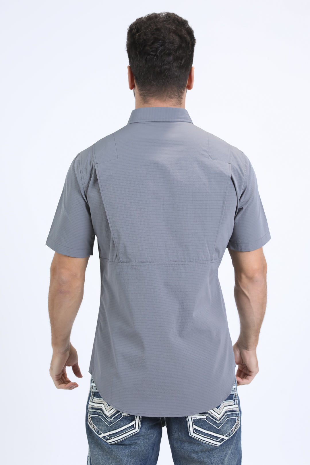 Men's Performance Western Short Sleeve Grey Shirt