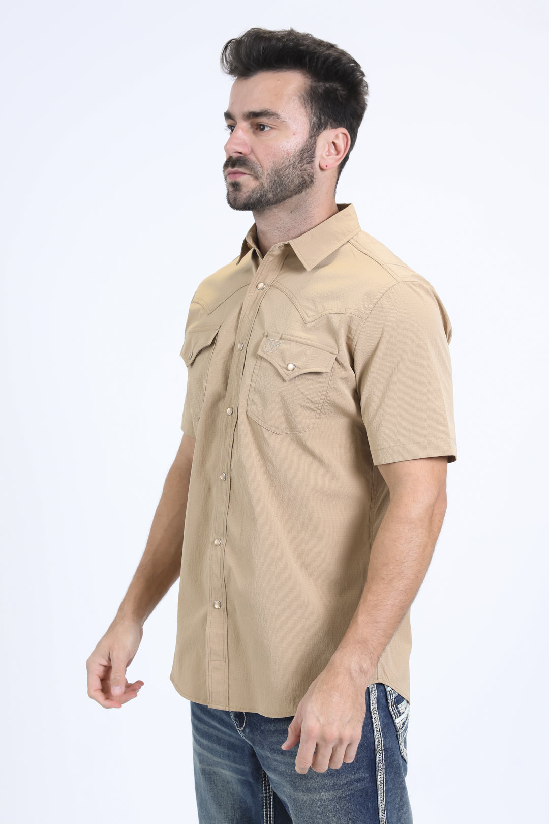 Men's Performance Western Short Sleeve Khaki Shirt
