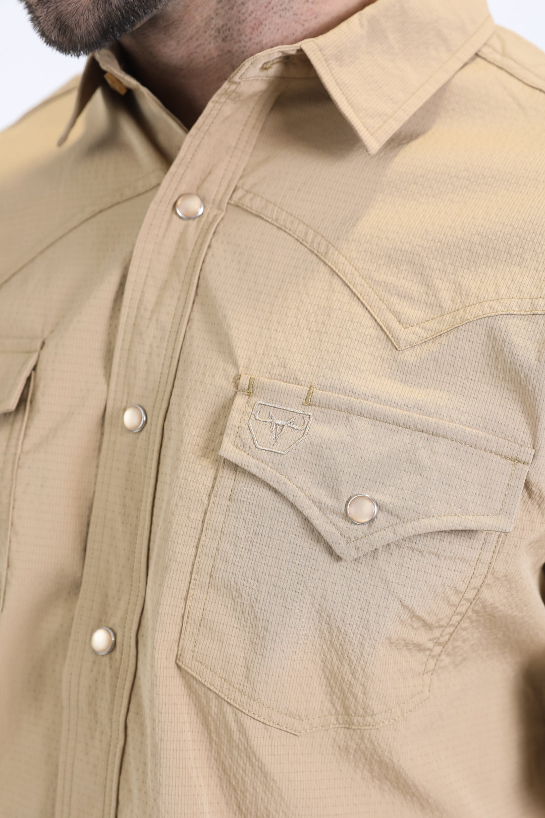 Men's Performance Western Short Sleeve Khaki Shirt