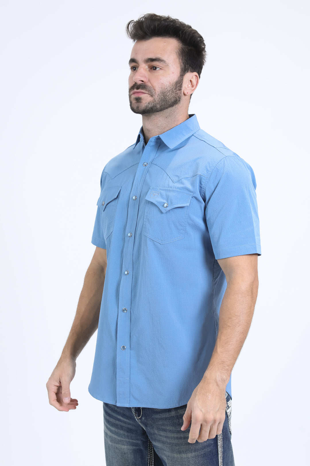 Men's Performance Western Short Sleeve Lt. Blue Shirt