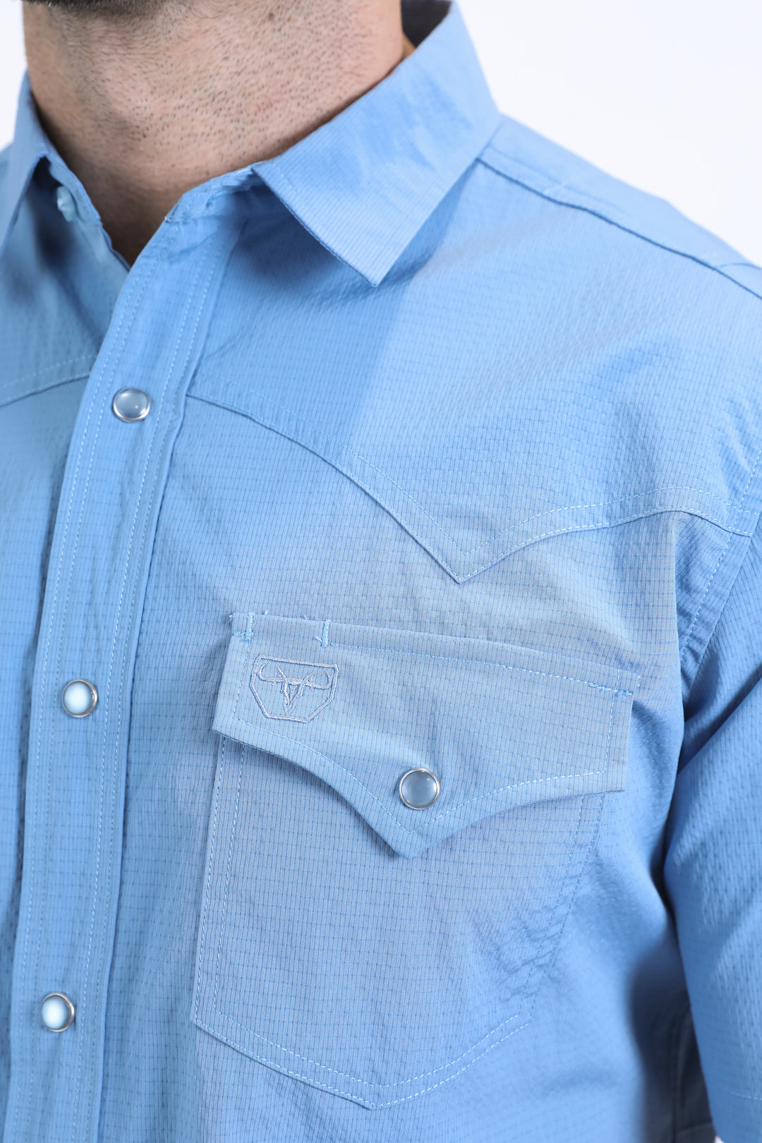 Men's Performance Western Short Sleeve Lt. Blue Shirt