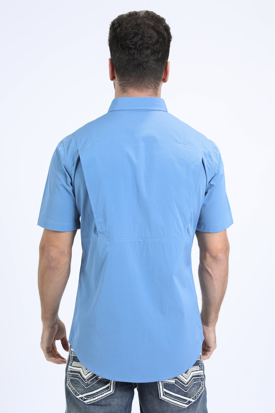 Men's Performance Western Short Sleeve Lt. Blue Shirt