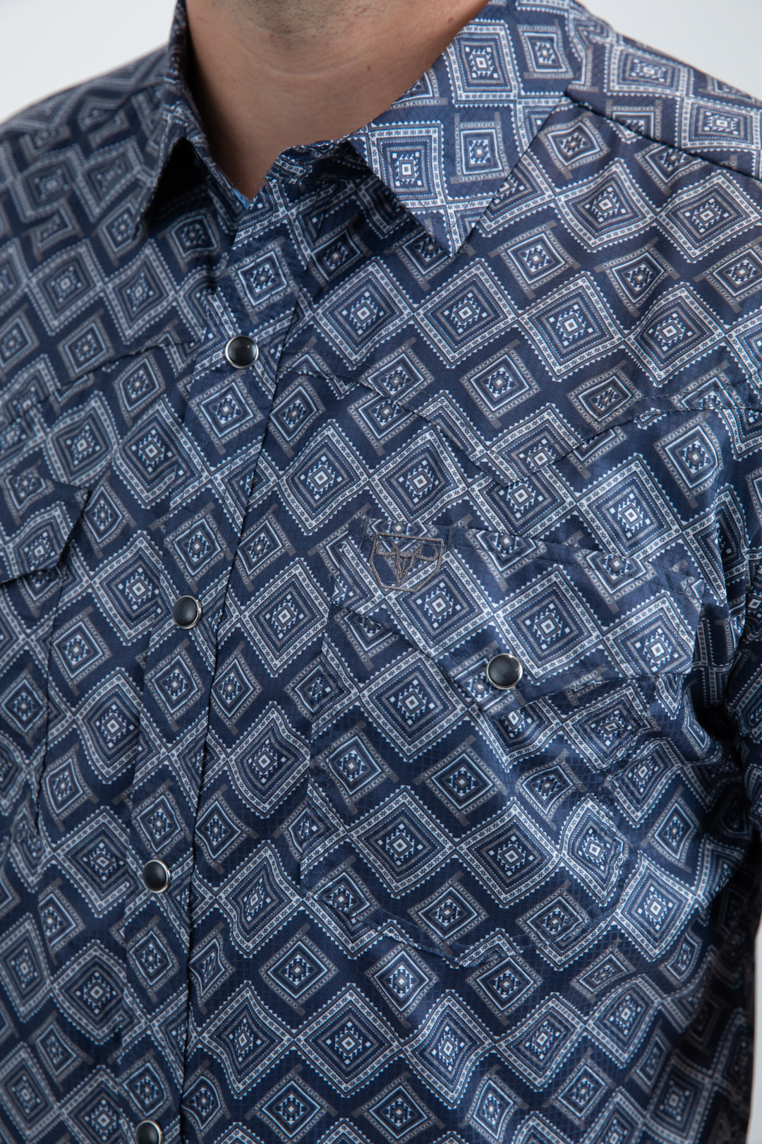Men's Performance Western Short Sleeve Navy Shirt