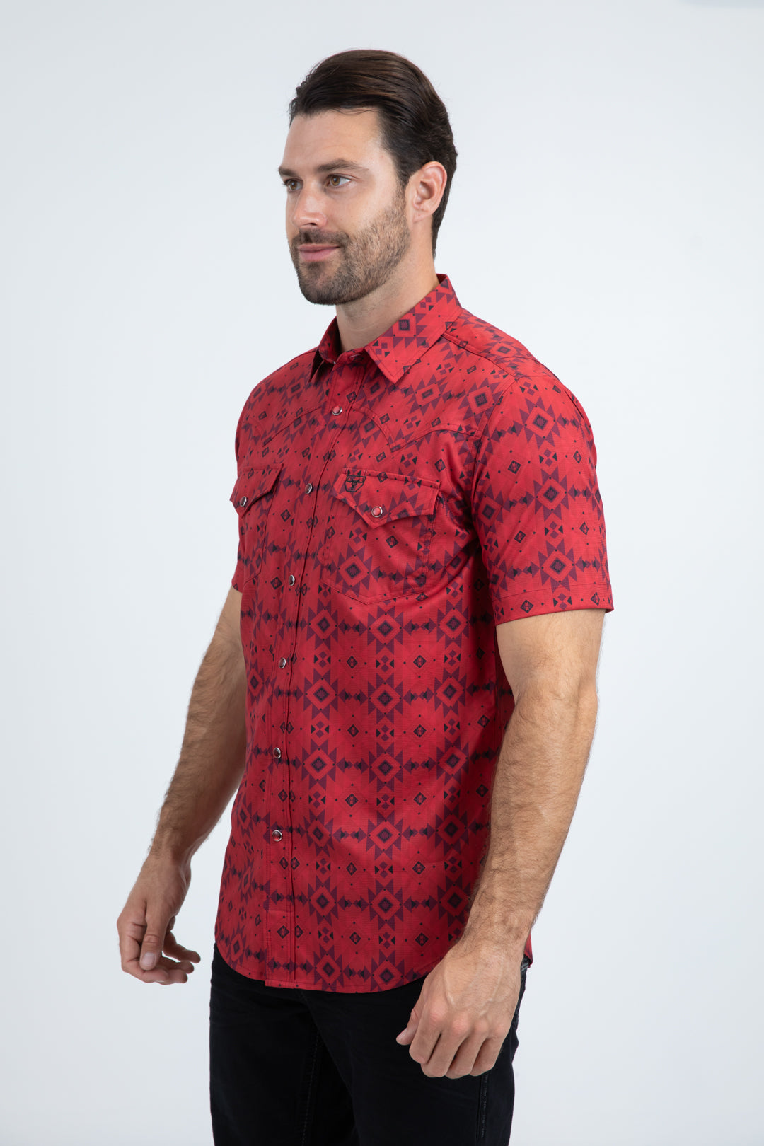 Men's Performance Western Short Sleeve Red Shirt