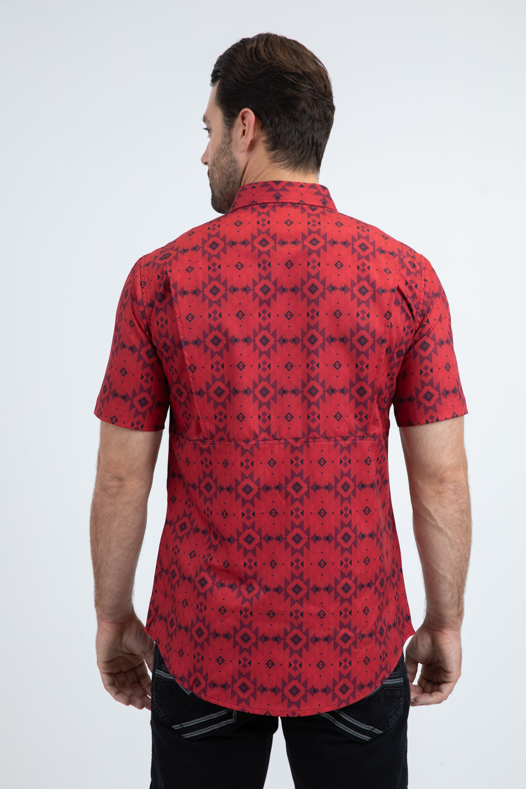 Men's Performance Western Short Sleeve Red Shirt
