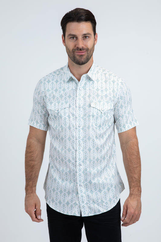 Men's Performance Western Short Sleeve White Shirt