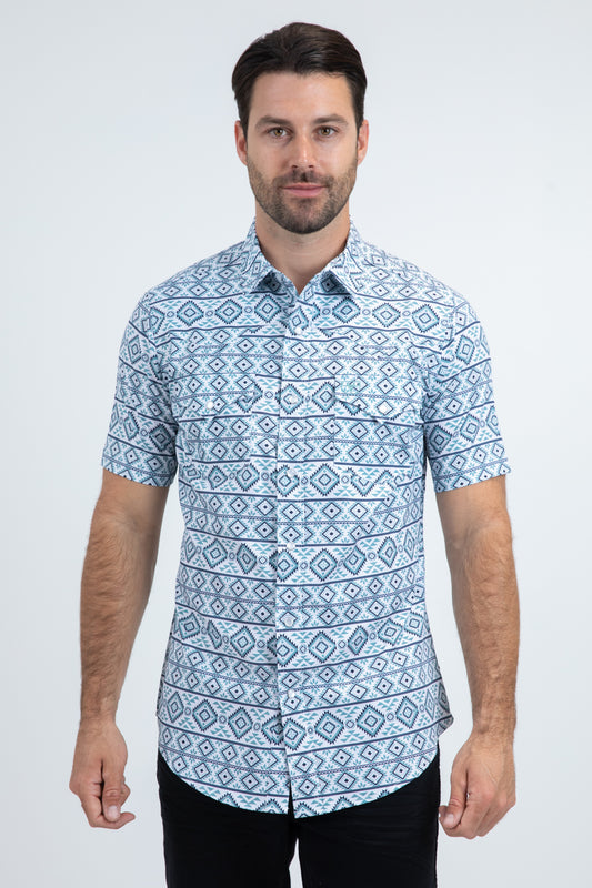 Men's Performance Western Short Sleeve White Shirt