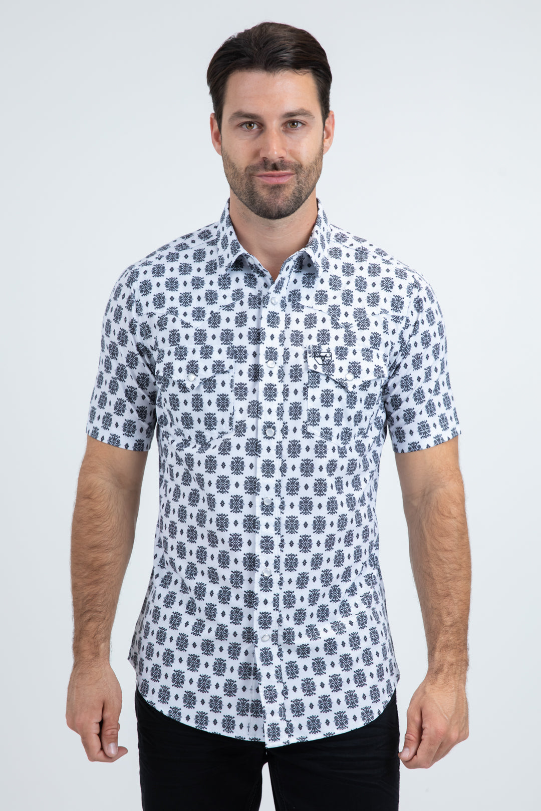 Men's Performance Western Short Sleeve White Shirt