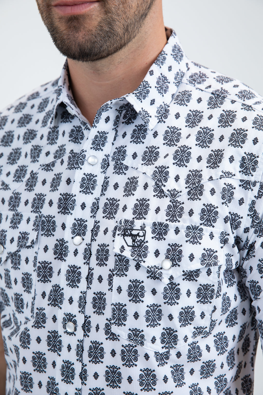 Men's Performance Western Short Sleeve White Shirt