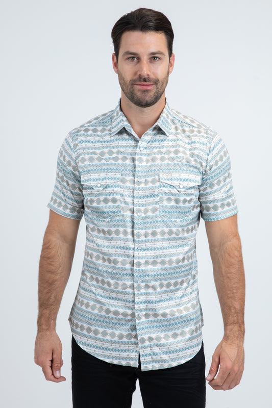Men's Performance Western Short Sleeve White Shirt
