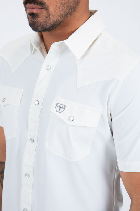 white performance western solid shirt detail platini