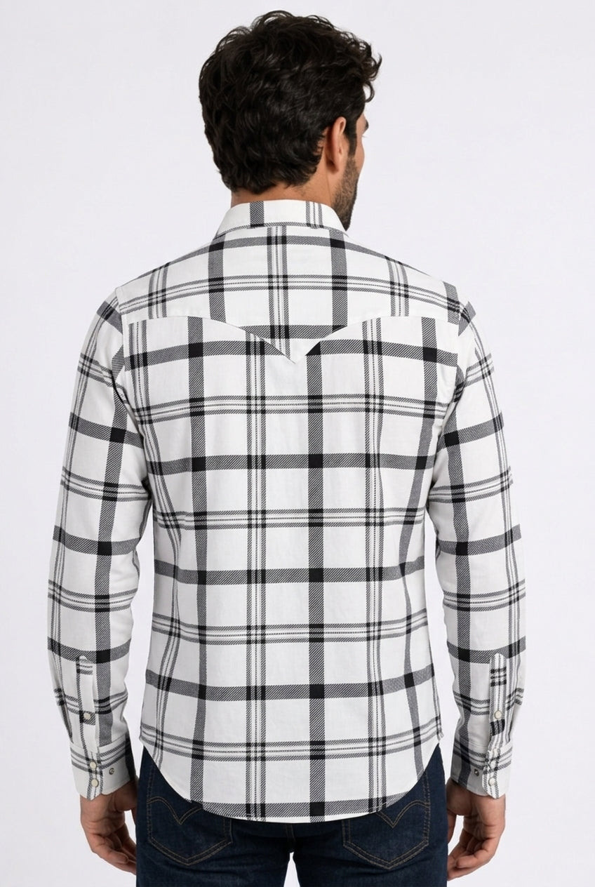 white plaid western shirt men platini back