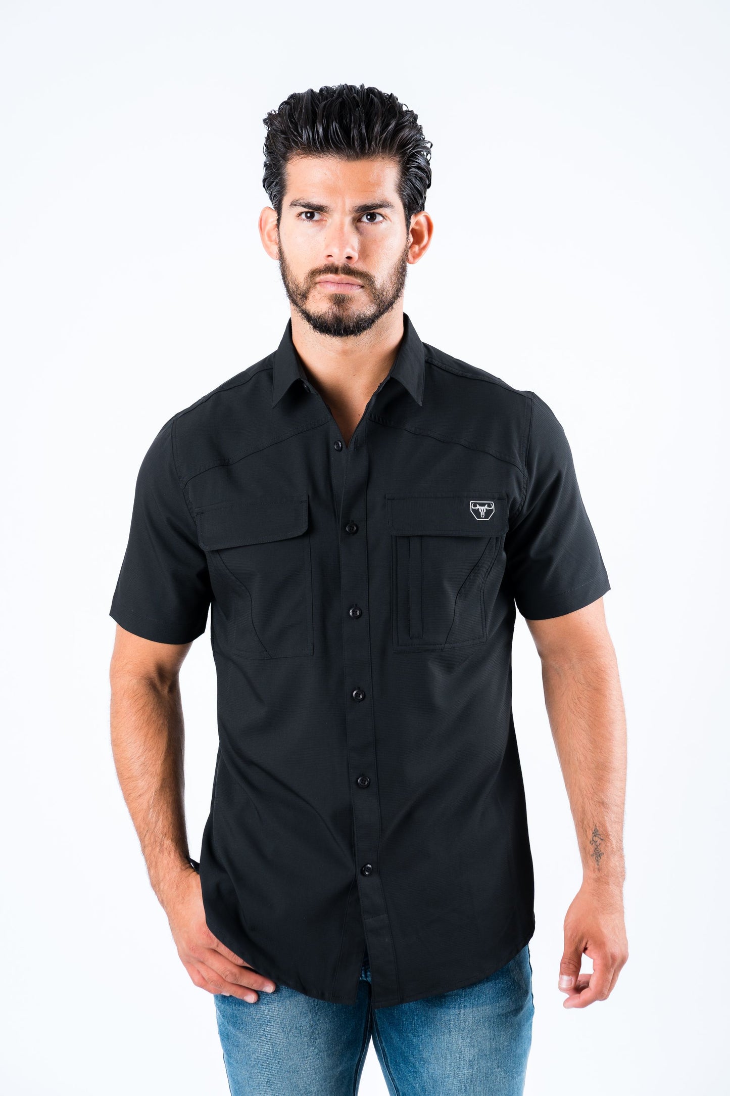 black portage performance shirt men platini detail-4