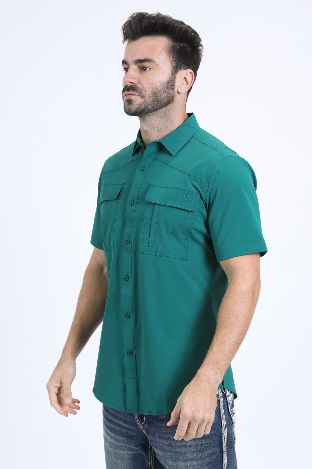 green portage performance shirt men platini back