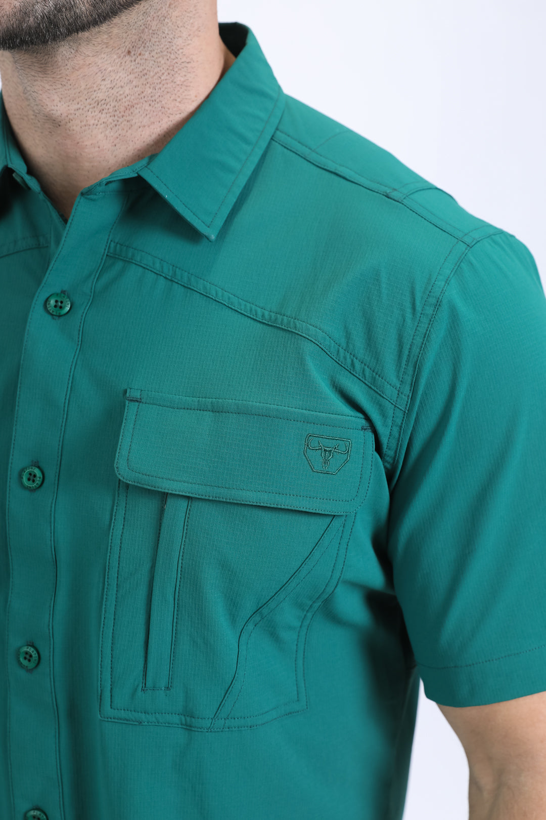 green portage performance shirt men platini detail