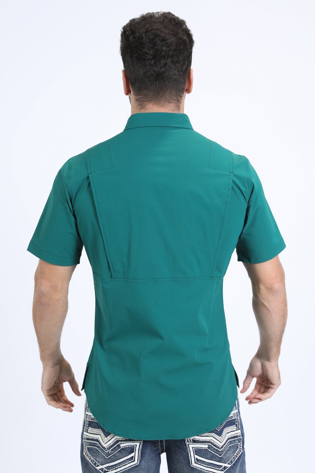 green portage performance shirt men platini detail-3