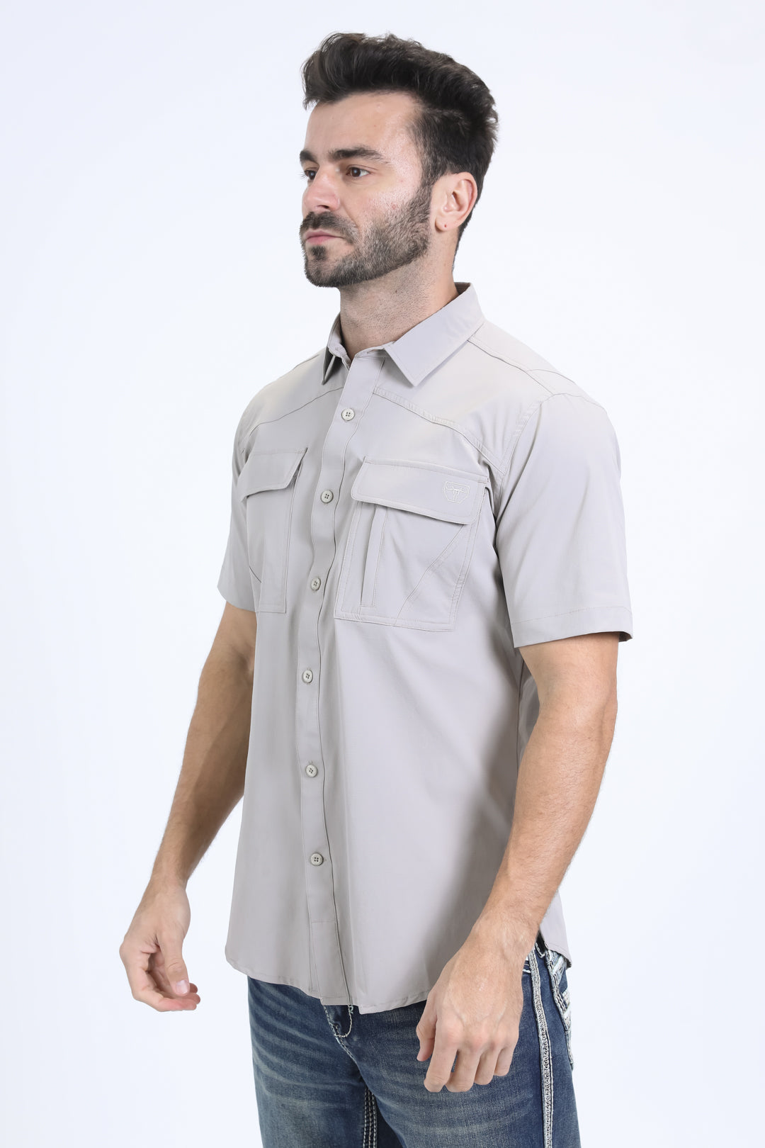 grey portage performance shirt men platini back