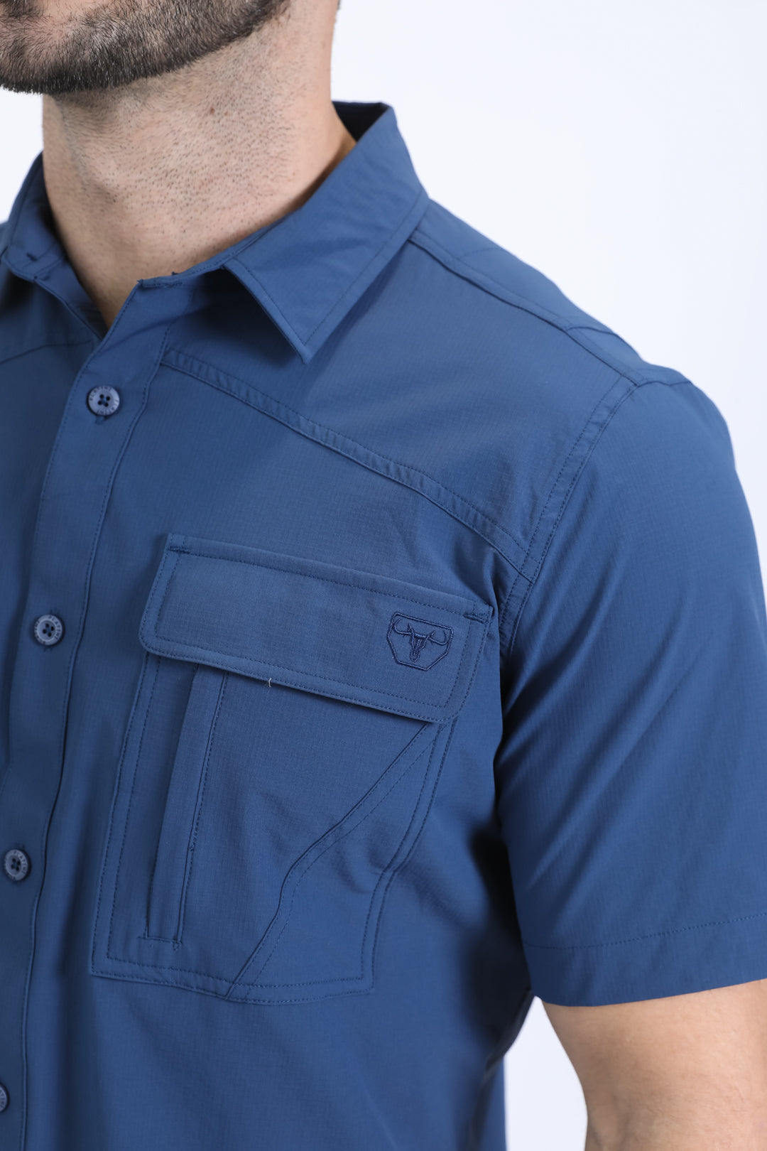 navy portage performance shirt men platini detail
