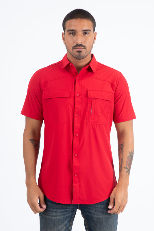 red portage performance shirt men platini front