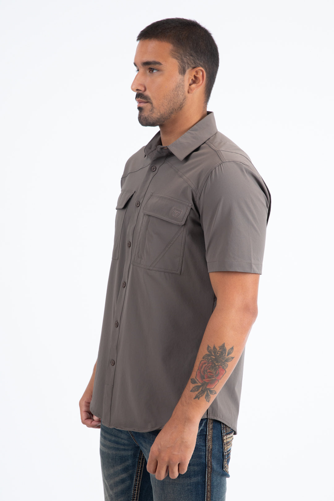 taupe portage performance shirt men platini side