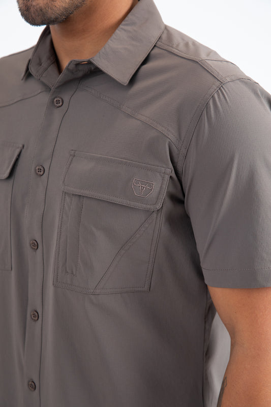 taupe portage performance shirt men platini detail-2