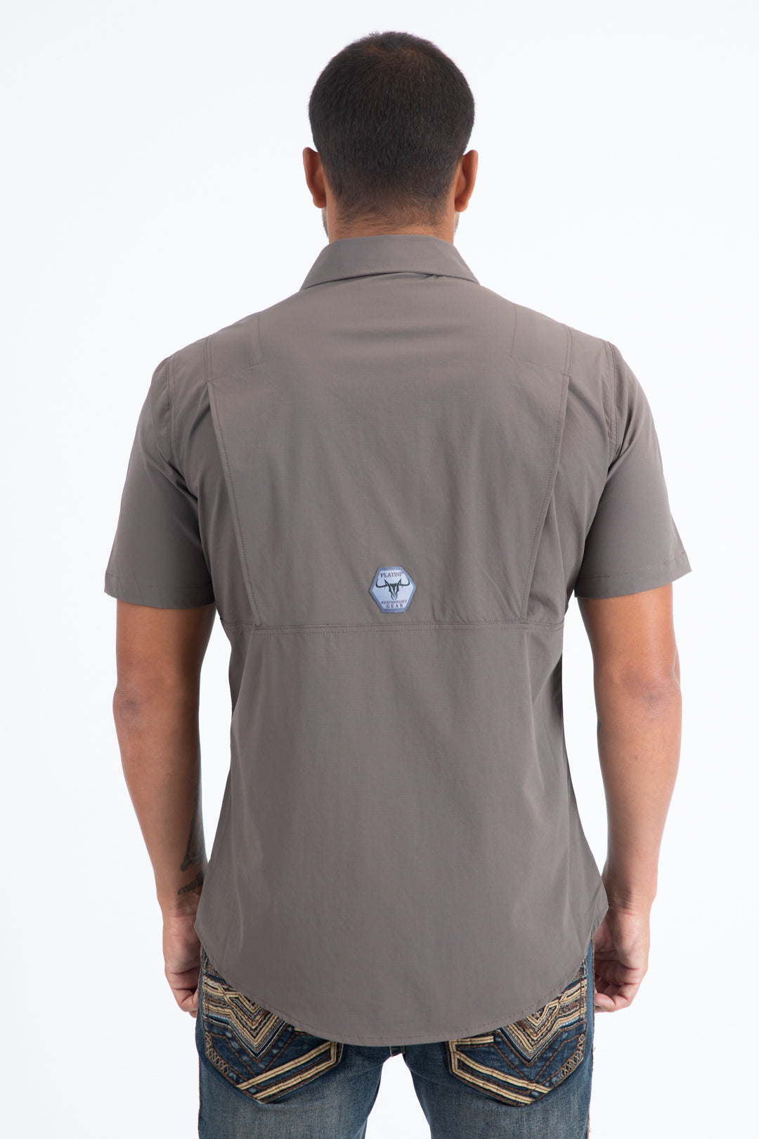 taupe portage performance shirt men platini back