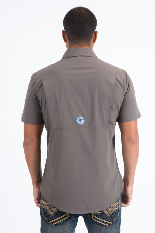taupe portage performance shirt men platini back